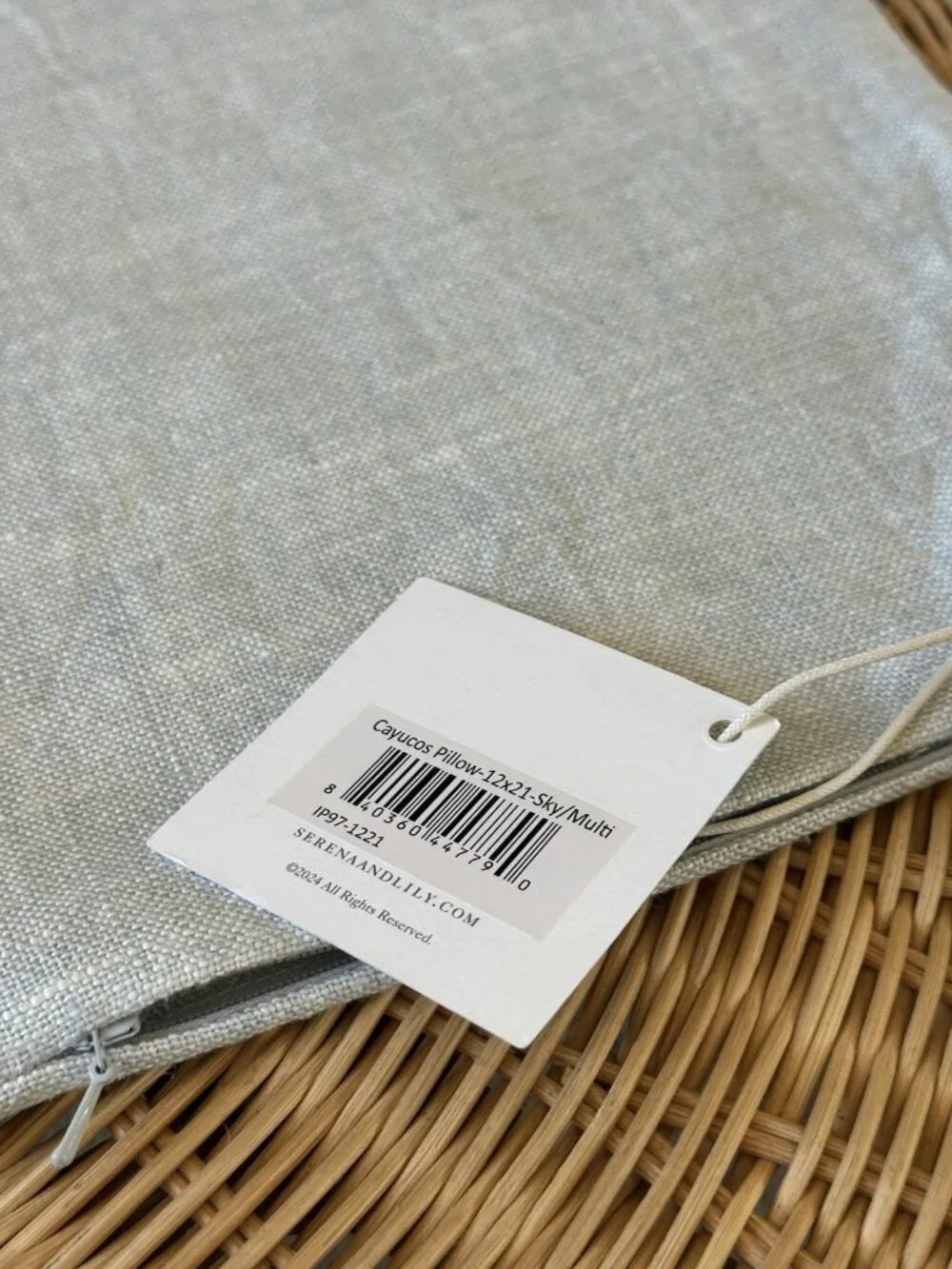 NEW Serena & Lily Cayucos Linen Pillow Cover (12”x21”)-Sky Blue/Multi